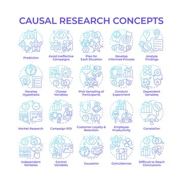 Causal research blue gradient concept icons Illustrazione stock