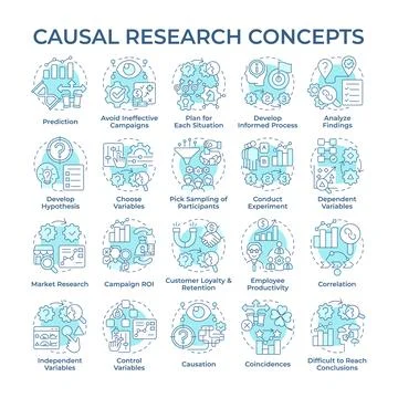 Causal research soft blue concept icons Illustrazione stock