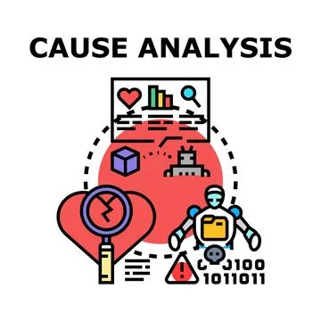 Cause analysis identifying problems and exploring solutions Stock Illustration