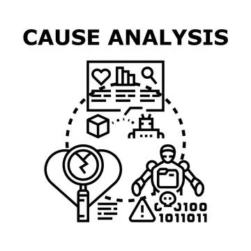 Cause analysis identifying problems and exploring solutions Stock Illustration