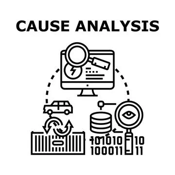 Cause analysis investigating problem root cause identifying issues イラスト素材