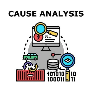 Cause analysis investigating problem root cause identifying issues イラスト素材