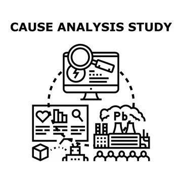 Cause analysis study investigating industrial pollution impact Stock Illustration