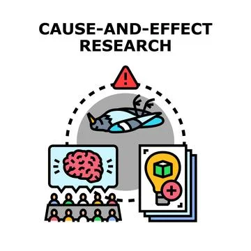 Cause and effect research and scientific investigation process Stock Illustration