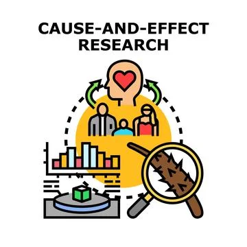 Cause and effect research studying problem impact Stock Illustration