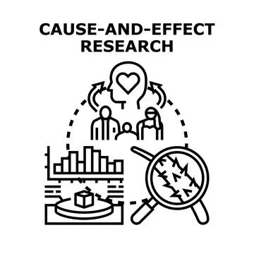 Cause and effect research studying problem impact Stock Illustration