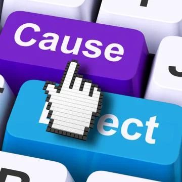 Cause Effect Computer Means Consequence Action Or Reaction Stock Illustration