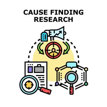 Cause finding research process for business problem solving Stockillustratie