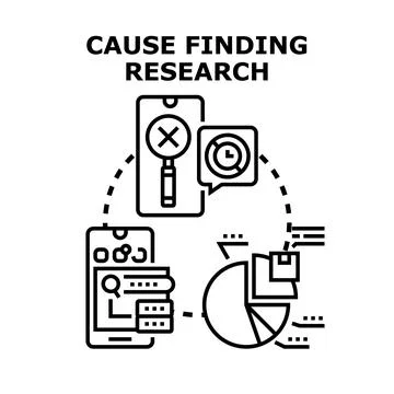 Cause finding research process utilizing digital analytics Stock Illustration