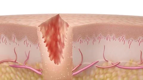 Caused by a sharp object. Scrapes, abrasions, scratches and floor burns. Stock Illustration