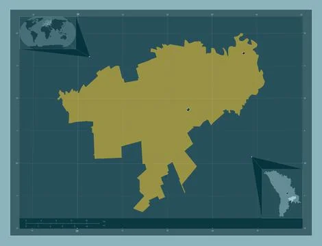 Causeni, Moldova. Solid color shape. Locations of major cities of the region 库存插图