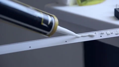 Causes the glue on the skirting Board for ceiling Stock Footage 103287289
