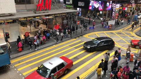 Causeway Bay Hong Kong, Pedestrian Crossing Timelapse Stock Footage