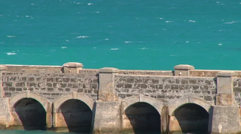 Causeway bridge windy sea Stock Footage 42968533