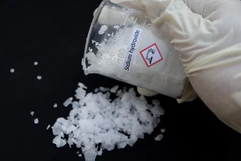 Caustic soda flake Stockfoto's
