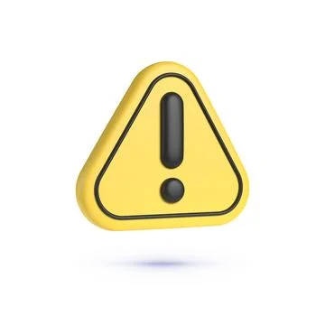 Caution 3d on white background. 3d yellow button. Computer 3d vector. 3d Stock Illustration
