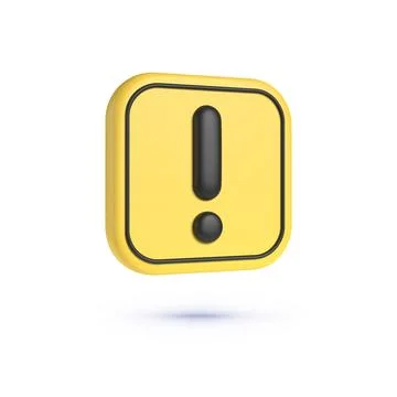 Caution 3d on white background. 3d yellow button. Computer 3d vector. 3d Stock Illustration