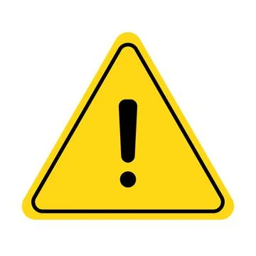 Caution alert exclamation sign. Warning, danger exclamation mark yellow triangle Stock Illustration