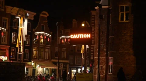 Caution at Amsterdam Stock Footage 46150543