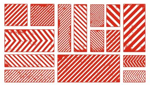 Caution and warning grunge red stripes and frames Stock Illustration