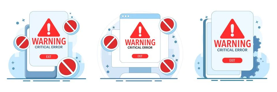 Caution and warning symbol set featuring danger signs, attention alerts Stock Illustration