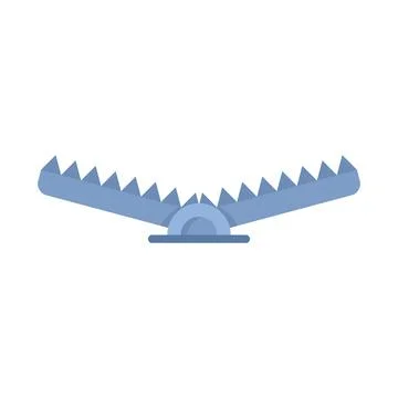 Caution animal trap icon flat isolated Stock Illustration