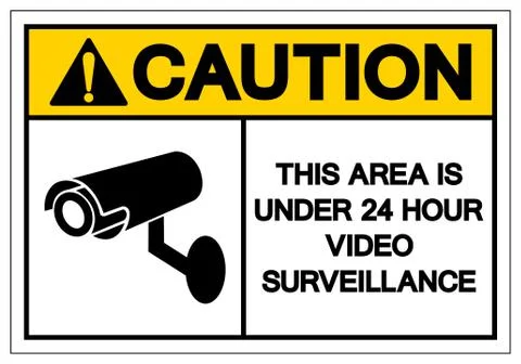 Caution This Area Is Under 24 Hour Video Surveillance Symbol Sign, Vector Ill Stock Illustration