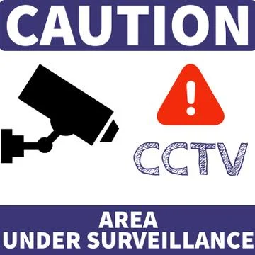 Caution Area Under Cctv Surveillance 24 hours Video Surveillance Images, Vec Stock Illustration