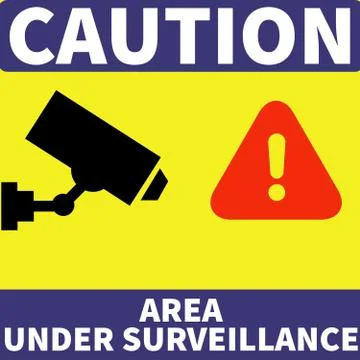 Caution Area Under Cctv Surveillance 24 hours Video Surveillance Images, Vec Stock Illustration