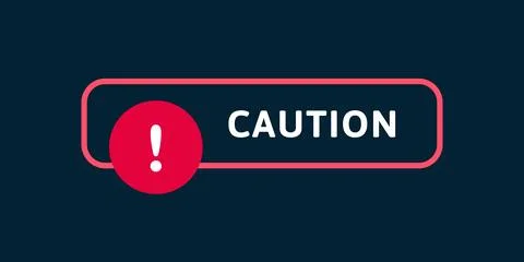 Caution attention sign. Vector modern color illustration. Red rectangle fra.. Stock Illustration