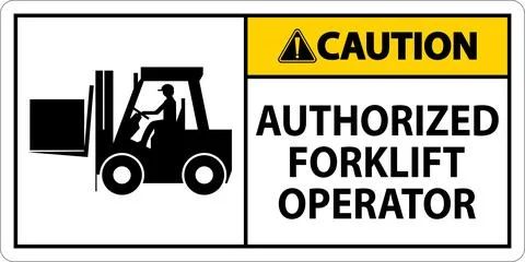 Caution Authorized Forklift Operator Sign Illustrazione stock