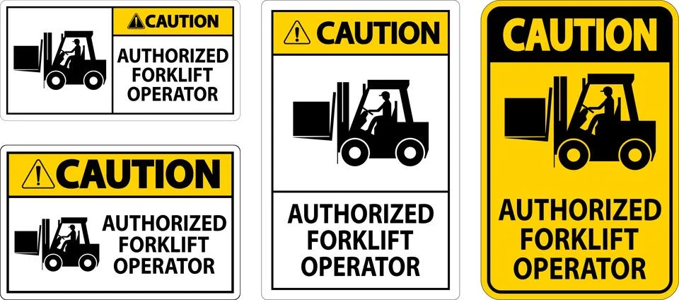 Caution Authorized Forklift Operator Sign Illustrazione stock