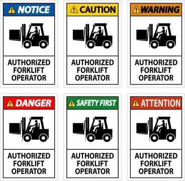 Caution Authorized Forklift Operator Sign Illustrazione stock