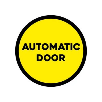 Caution automatic door attention sticker Stock Illustration