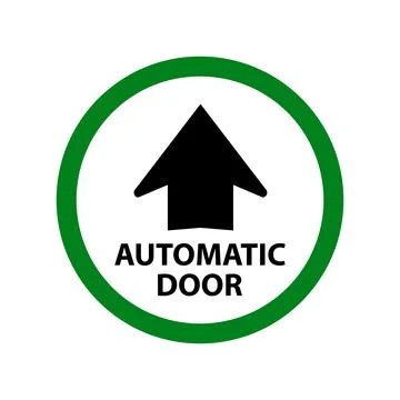 Caution automatic door attention sticker Stock Illustration