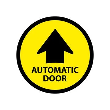 Caution automatic door attention sticker Stock Illustration