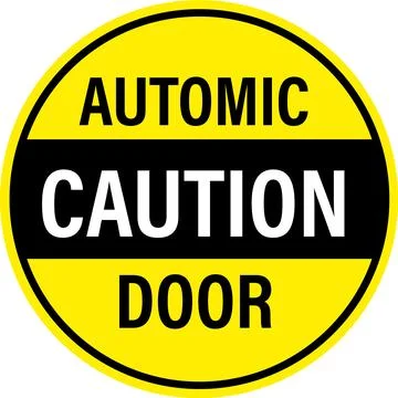 Caution automatic door attention on white background. Caution automatic door Illustrazione stock