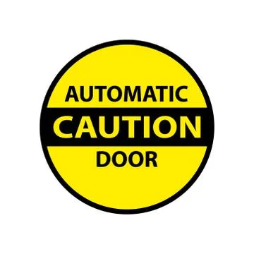 Caution automatic door isolated sticker Stock Illustration