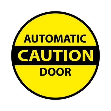 Caution automatic door isolated sticker Stock Illustration