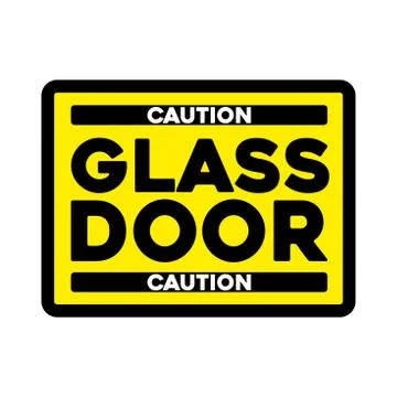Caution automatic glass door sticker isolated Illustrazione stock