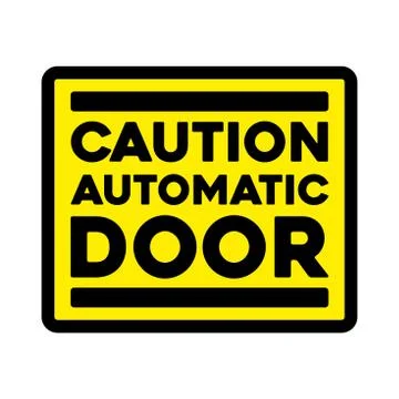 Caution automatic glass door sticker isolated Illustrazione stock