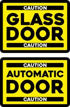 Caution automatic glass door sticker isolated Illustrazione stock