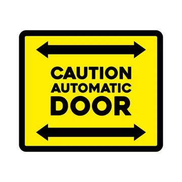 Caution automatic glass door sticker Illustrazione stock