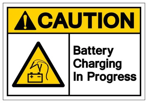 Caution Battery Charging In Progress Symbol Sign, Vector Illustration, Isolat Stock Illustration
