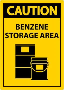 Caution Benzene Storage Area Sign On White Background 스톡 일러스트