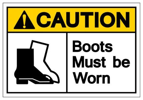Caution Boots Must Be Worn Symbol Sign, Vector Illustration, Isolated On Whit Stock Illustration