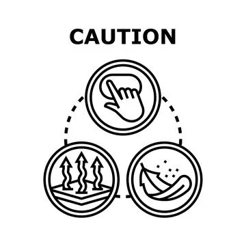 Caution button for breathable and soft product features Stock Illustration