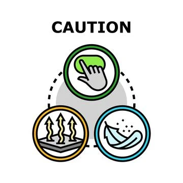 Caution button for breathable and soft product features Stock Illustration