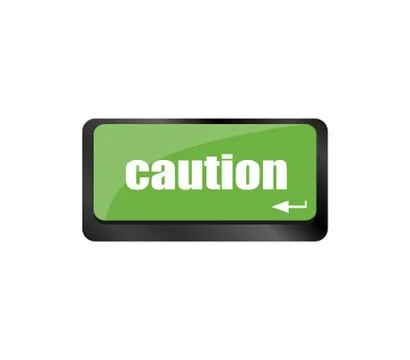 Caution Button on Modern Computer Keyboard with Word caution on It Stockillustratie