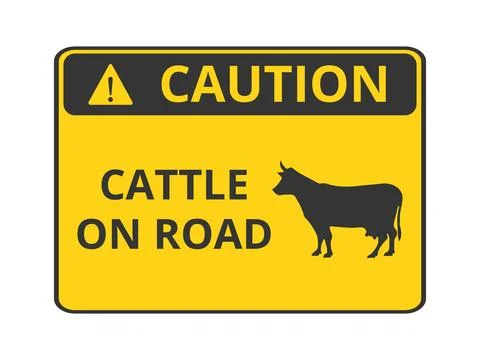 Caution Cattle on Road Symbol Stock Illustration